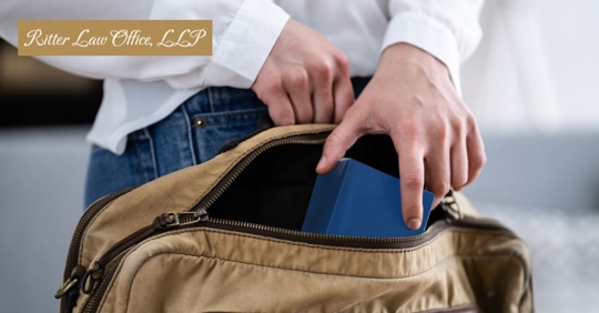 item being placed inside a bag